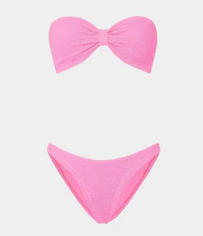 Hunza G Tina Crinkle Strapless Bikini In Pink