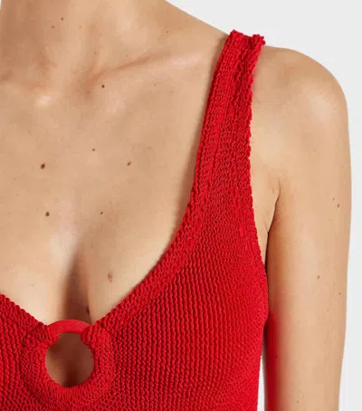 Hunza G 'celine' Red Swimsuit With Cut-out With Ring In Red