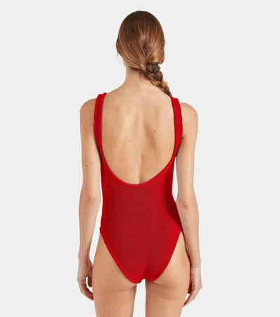 Hunza G 'celine' Red Swimsuit With Cut-out With Ring In Red