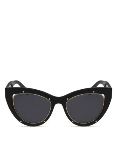 Shop Mcm Cat Eye Sunglasses, 53mm In Black/solid Gray Lens