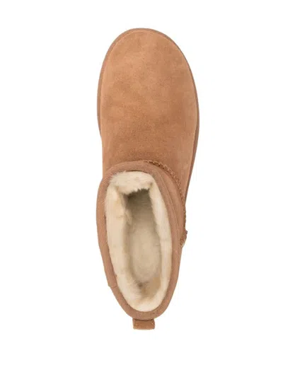 Ugg Plush Twinface And Leather Ultra Mini Boots In Brown