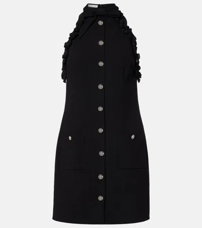 Alessandra Rich Black Stretch Crepe Mini Dress In Black