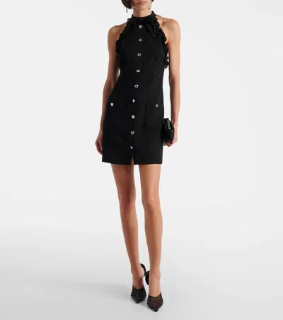 Alessandra Rich Black Stretch Crepe Mini Dress In Black