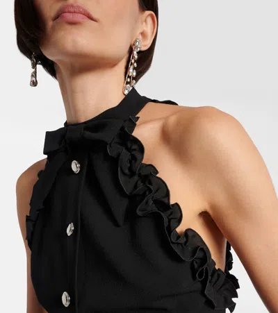 Alessandra Rich Black Stretch Crepe Mini Dress In Black