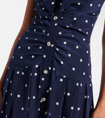 Alessandra Rich Ruffled Polka Dot Midi Dress In Blue