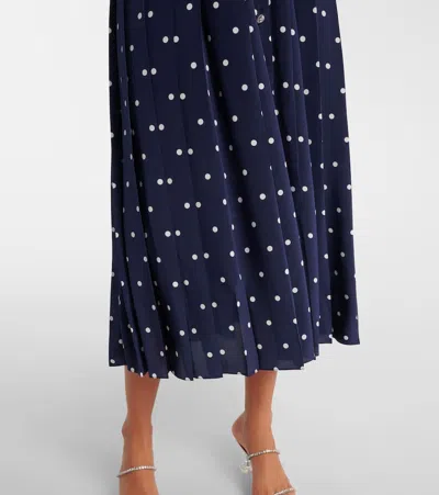 Alessandra Rich Ruffled Polka Dot Midi Dress In Blue