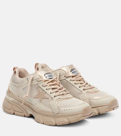 Golden Goose Lightstar Leather And Mesh Sneakers Colour Taupe In Pink
