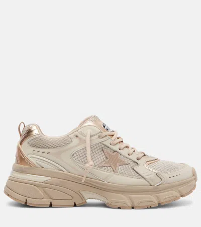 Golden Goose Lightstar Leather And Mesh Sneakers Colour Taupe In Pink