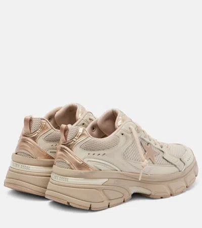 Golden Goose Lightstar Leather And Mesh Sneakers Colour Taupe In Pink
