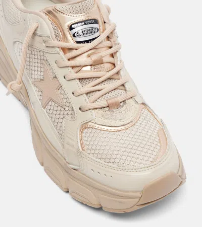 Golden Goose Lightstar Leather And Mesh Sneakers Colour Taupe In Pink