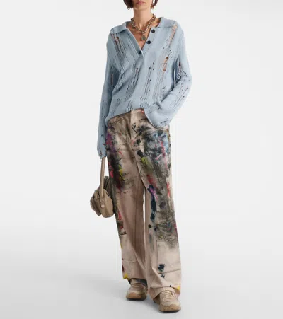 Golden Goose Lightstar Leather And Mesh Sneakers Colour Taupe In Pink