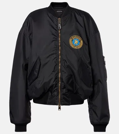 Balenciaga Oversized Logo Bomber Jacket In Black