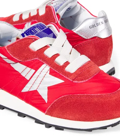 Golden Goose Running Marathon Suede-trimmed Sneakers In Red