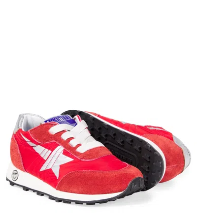 Golden Goose Running Marathon Suede-trimmed Sneakers In Red