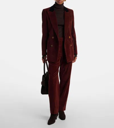 Blazé Milano Corduroy Double-breasted Blazer In Burgundy