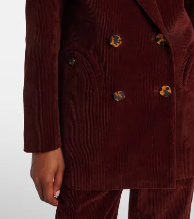 Blazé Milano Corduroy Double-breasted Blazer In Burgundy