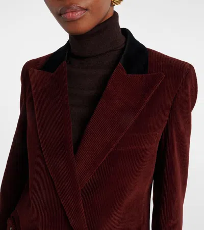 Blazé Milano Corduroy Double-breasted Blazer In Burgundy