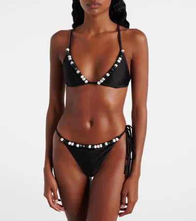 Sir Baci Beaded Bikini Bottoms In Black