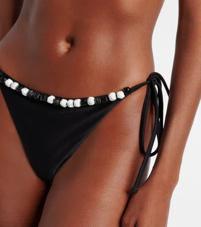Sir Baci Beaded Bikini Bottoms In Black