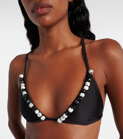 Sir Beaded Baci Bikini Top In Black