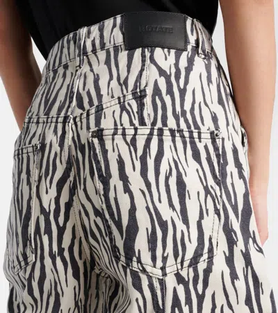 Rotate Birger Christensen Zebra Print Cargo Trousers With Back Pockets In Multi