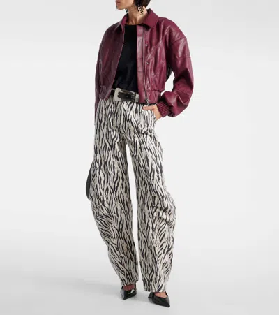 Rotate Birger Christensen Zebra Print Cargo Trousers With Back Pockets In Multi