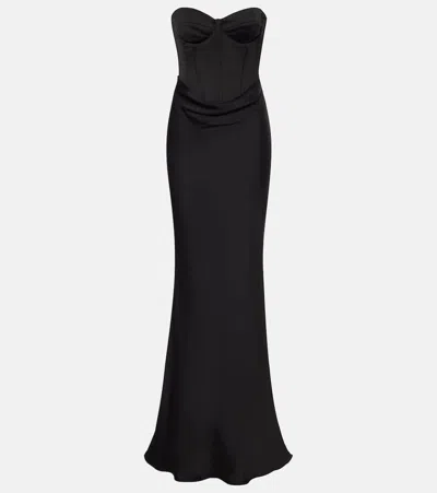 Rotate Birger Christensen Womens Black Kailey Corset Satin Gown In Black