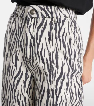 Rotate Birger Christensen Zebra Print Cargo Trousers With Back Pockets In Multi