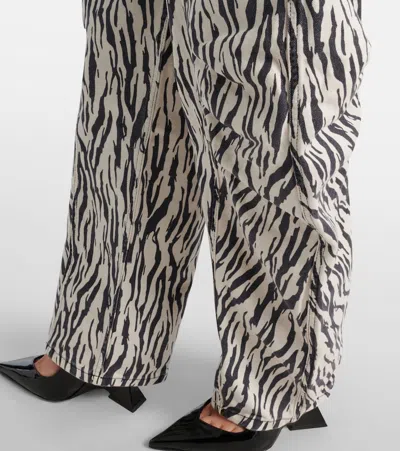 Rotate Birger Christensen Zebra Print Cargo Trousers With Back Pockets In Multi