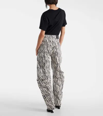 Rotate Birger Christensen Zebra Print Cargo Trousers With Back Pockets In Multi