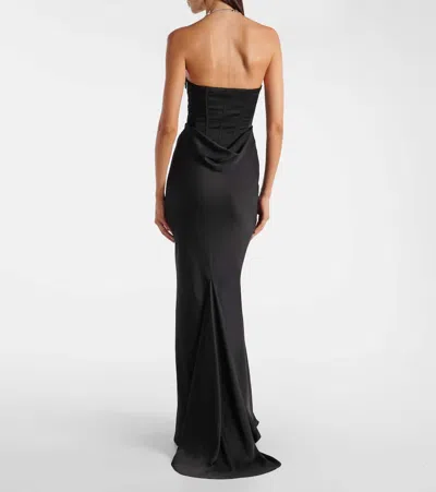 Rotate Birger Christensen Womens Black Kailey Corset Satin Gown In Black
