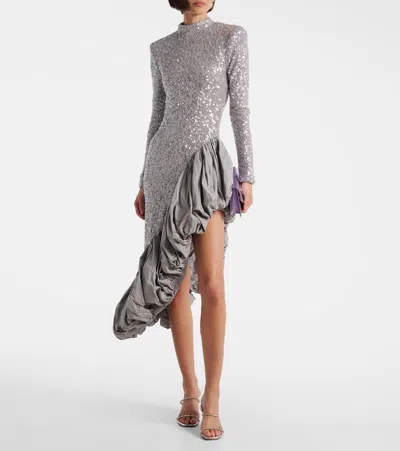 Rotate Birger Christensen Rotate Birgerchristensen  Asymmetrical Silver Dress With Sequins In Silver
