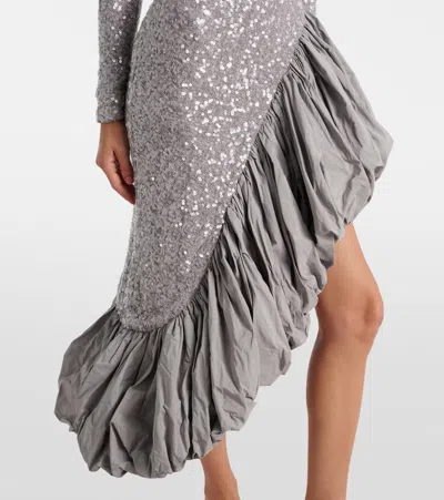 Rotate Birger Christensen Rotate Birgerchristensen  Asymmetrical Silver Dress With Sequins In Silver