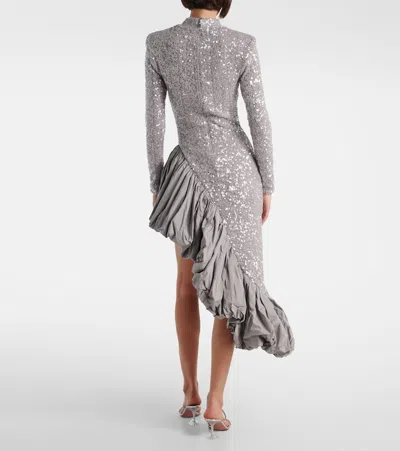 Rotate Birger Christensen Rotate Birgerchristensen  Asymmetrical Silver Dress With Sequins In Silver