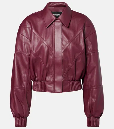 Rotate Birger Christensen Collared Panel Detailing Bomber Jacket In Burgundy