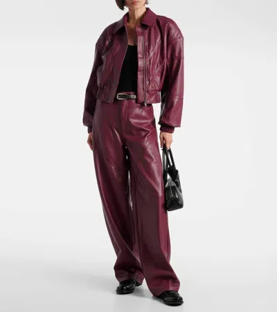 Rotate Birger Christensen Collared Panel Detailing Bomber Jacket In Burgundy