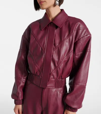 Rotate Birger Christensen Collared Panel Detailing Bomber Jacket In Burgundy