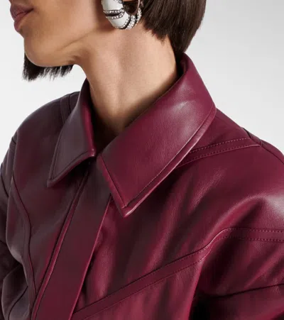 Rotate Birger Christensen Collared Panel Detailing Bomber Jacket In Burgundy