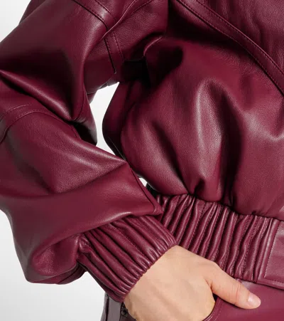Rotate Birger Christensen Collared Panel Detailing Bomber Jacket In Burgundy