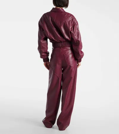 Rotate Birger Christensen Collared Panel Detailing Bomber Jacket In Burgundy