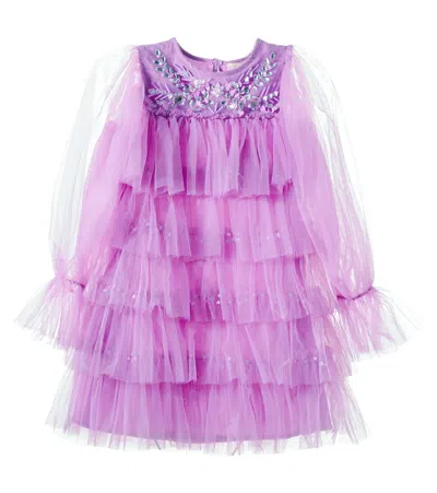 Tutu Du Monde Lady Violet Embellished Cotton Tulle Dress In Purple