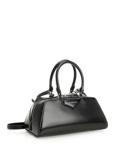 Givenchy Mini Antigona Ew Top Handle Bag In Calf Leather In Black