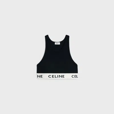 Celine Cotton Sports Bra Blouse In Black