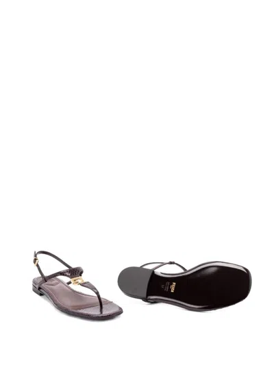 Fendi Brown Minimalist Sandals In Purple