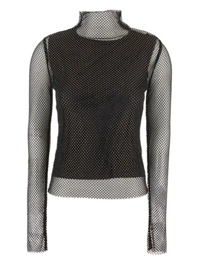 Sportmax Gerarda Crystal Top With Stand-up Collar In Black