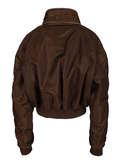 Givenchy Cropped Bomber Jacket With High Collar And Front Zip Closure In Brown