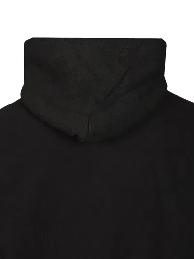 Balenciaga Hooded Graphic Print Sweater With Ribbed Cuffs In Black