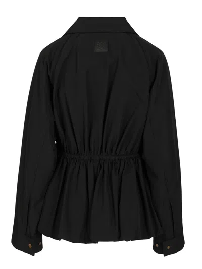 Loewe Womens Black Drawstring-waist Cotton-blend Jacket In Black