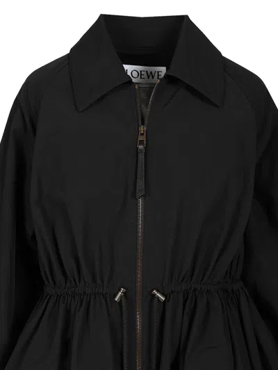 Loewe Womens Black Drawstring-waist Cotton-blend Jacket In Black