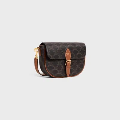 Celine Folco Shoulder Bag In Triomphe Canvas